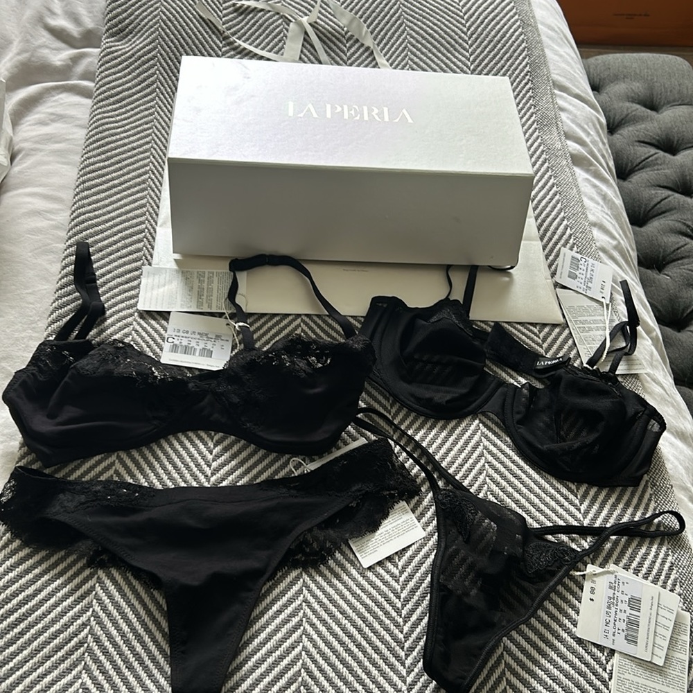 La Perla size 2 black bra and panty set (2 sets)